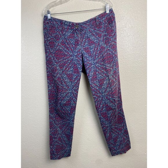 Cabi Straight Leg Floral Pants Womens size 8 Purple Casual Career Office Boho - Picture 1 of 11